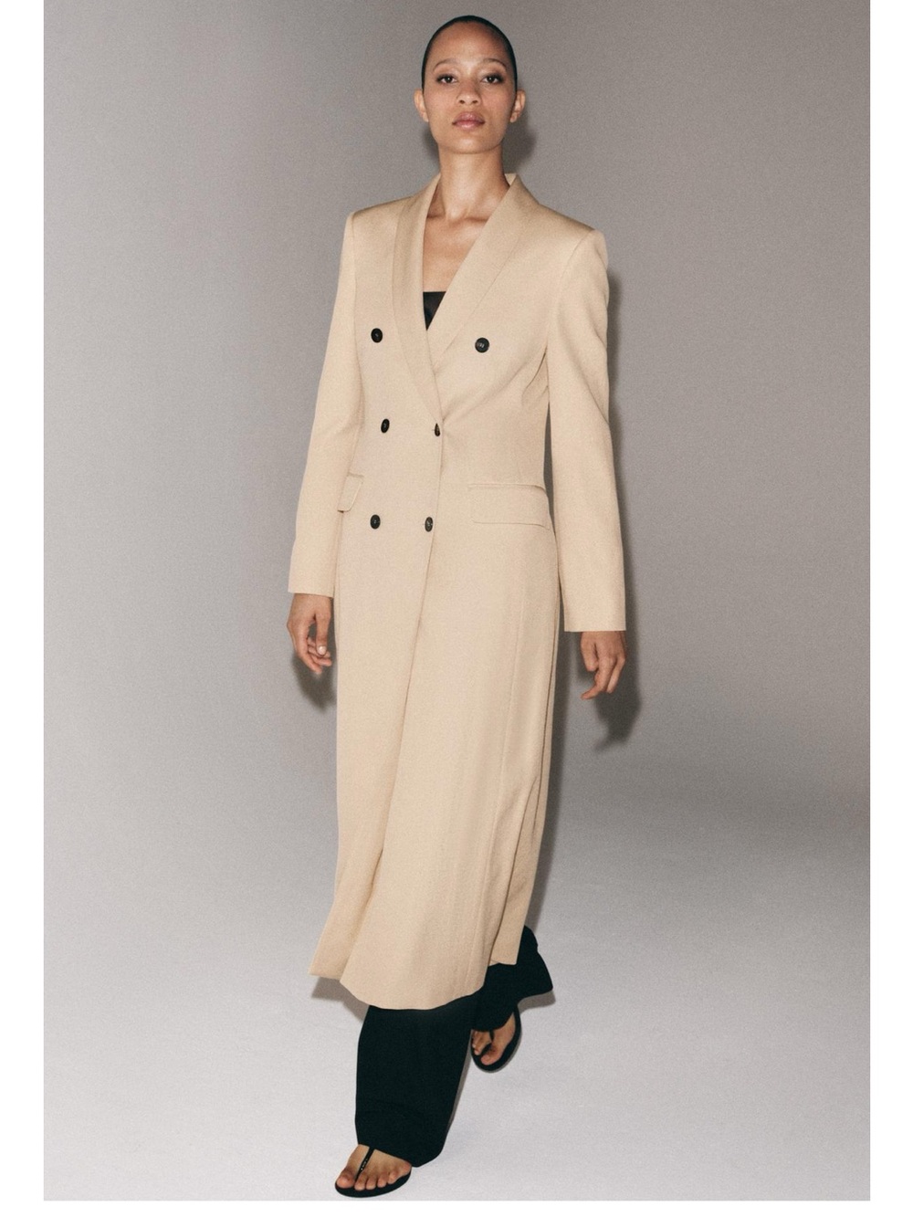 ZARA FLOWY DOUBLE-BREASTED COAT